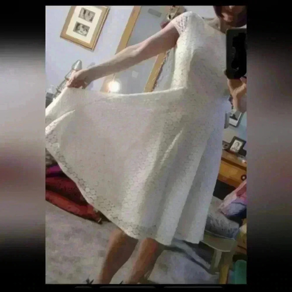 NWT Womens Sz 6 Black Label by Evan Picone White Lace Fit & Flare Dress no belt - Picture 4 of 9